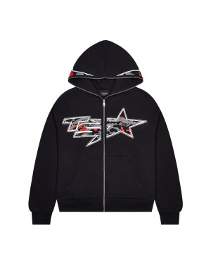 Trapstar TS Star Camo Men's Hoodies Black USA | 13ZTALJVB