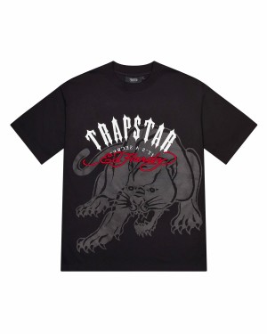 Trapstar X Ed Hardy Arch Men's T-Shirts Black USA | 42LSQYCEW