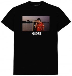 Trapstar X Scarface Men's T-Shirts Black USA | 18EJWBFSK