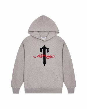 Trapstar x Ed Hardy Men's Hoodies Grey USA | 69JSWKDRM