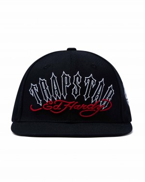 Trapstar x Ed Hardy Snapback Men's Hats Black USA | 73FKMHXBN