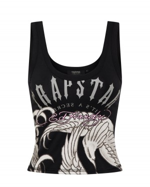 Trapstar x Ed Hardy Women's Vests Black USA | 45LOGZMVI