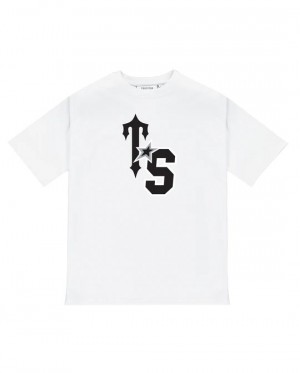 Trapstar Ts Star Men's T-Shirts White / Black USA | 06LFYIWKX