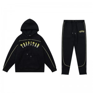 Trapstar Yellow Logo Men's Tracksuits Black USA | 31LHAWFBX