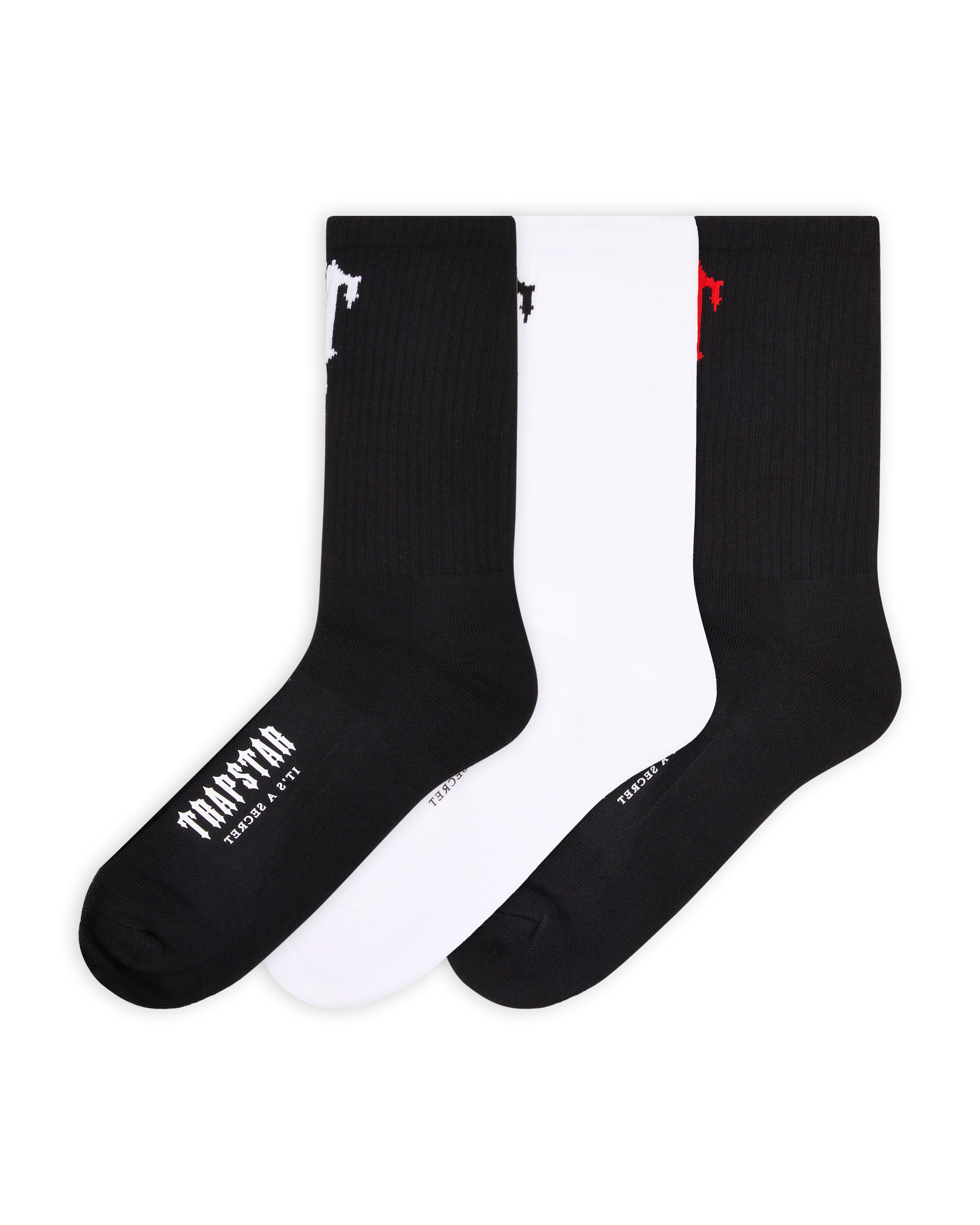 Trapstar 3 Pack Irongate T Men\'s Socks Black / White / Red USA | 09XHRWCKQ