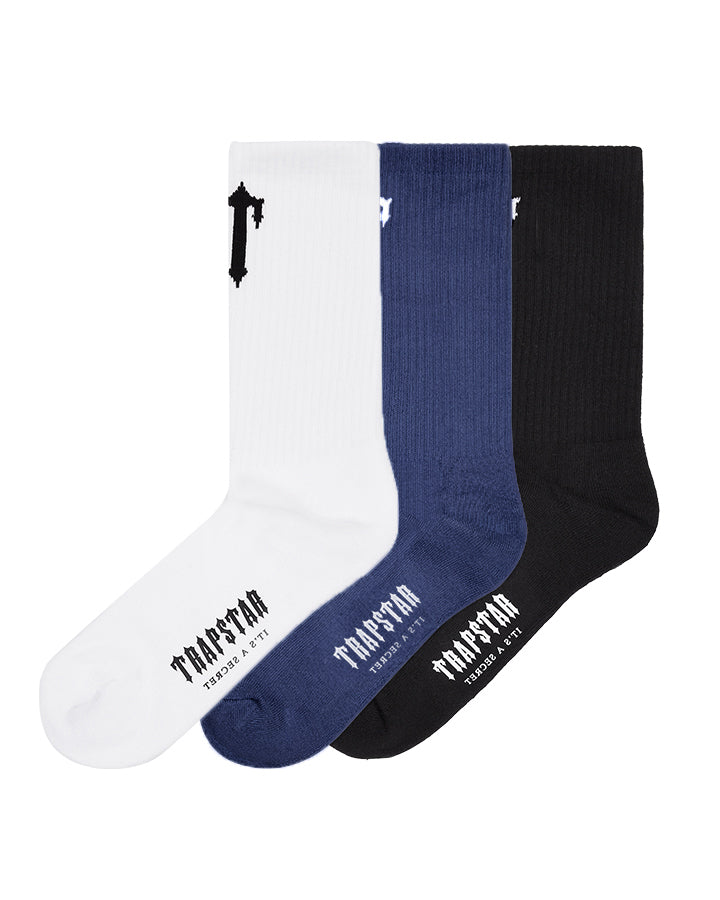 Trapstar 3 Pack Irongate T Men\'s Socks Black / Navy / White USA | 21PYBVRKU