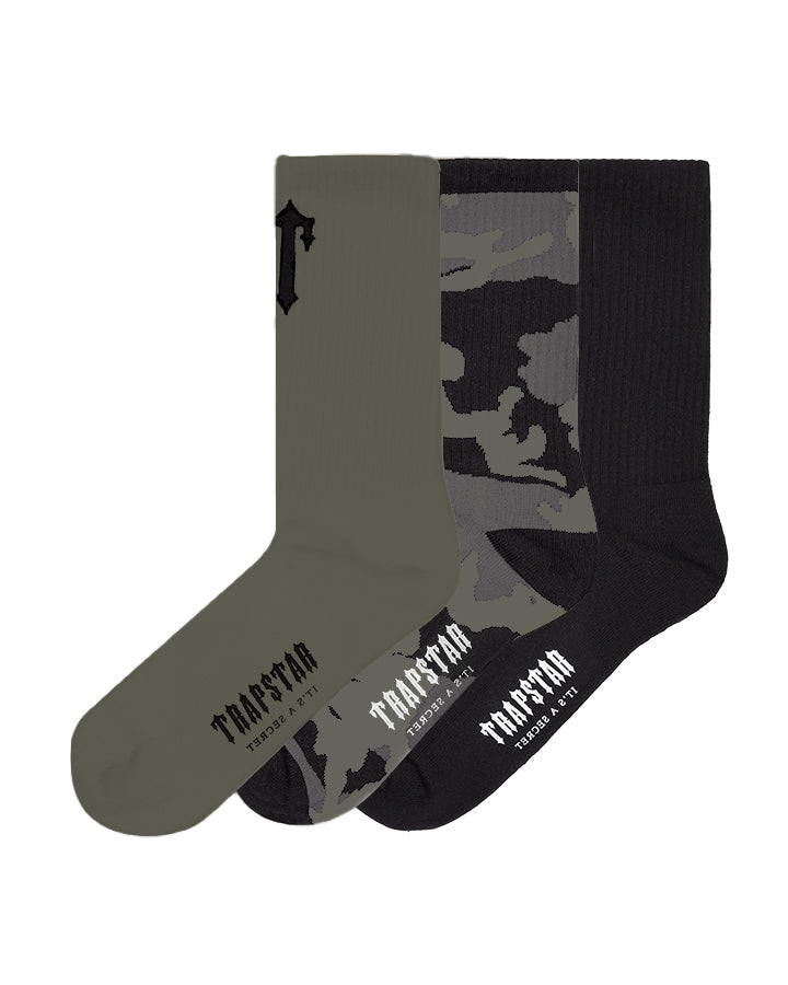 Trapstar 3 Pack Irongate T Men\'s Socks Khaki USA | 19KHNTIEV