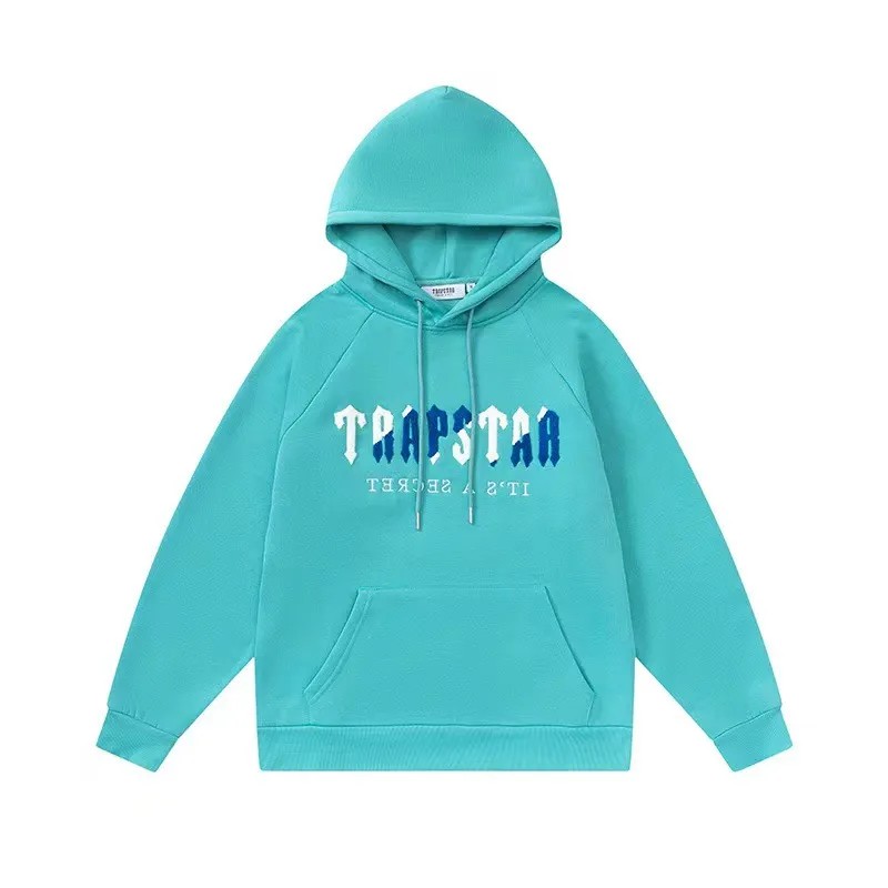 Trapstar Blue Logo Men\'s Hoodies Turquoise USA | 14QBRKFEP