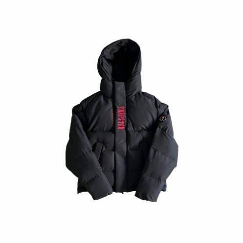 Trapstar Decoded 2022 Hooded Men\'s Puffer Jackets Black / Red USA | 23UVDJAZI