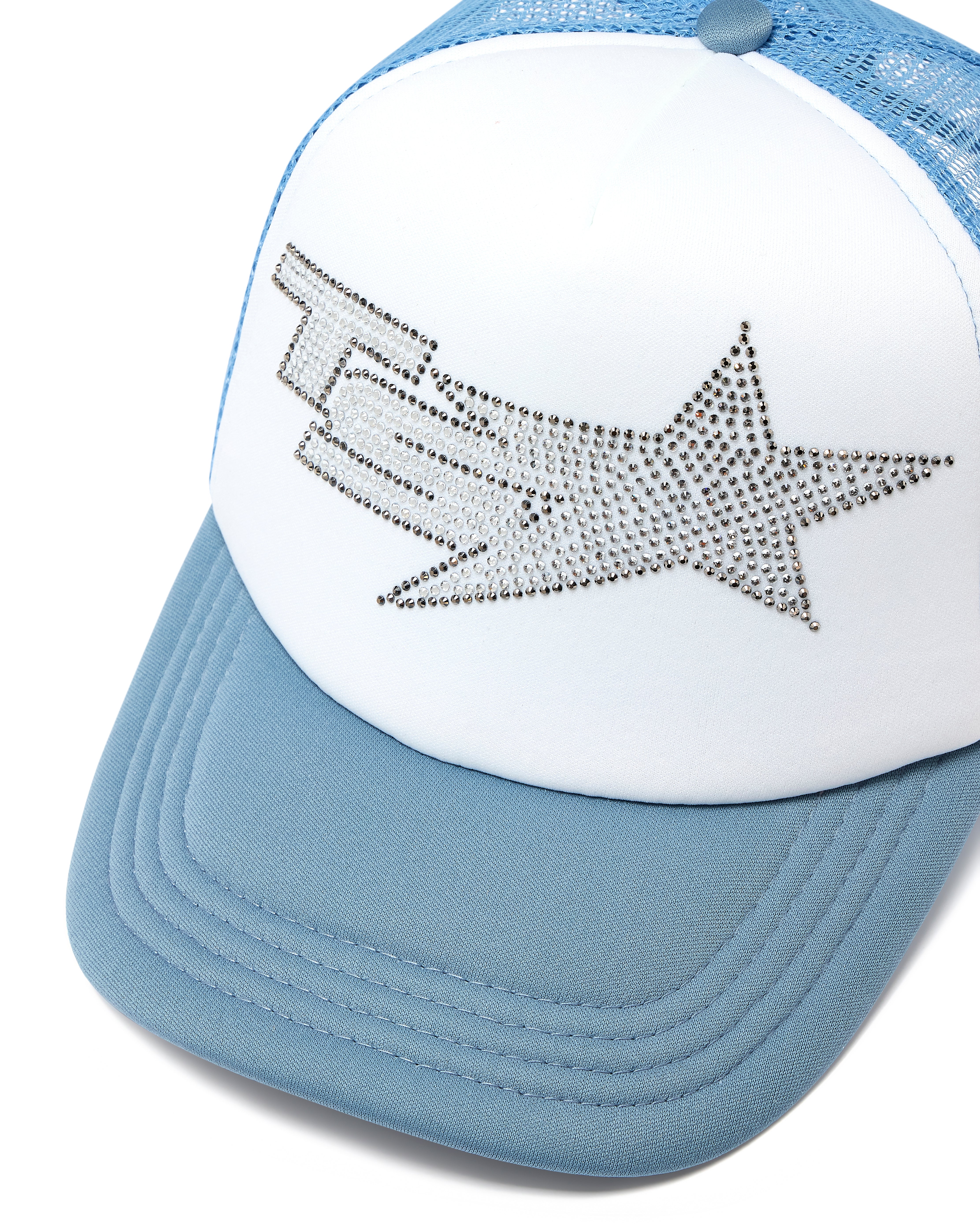 Trapstar Denim Diamante TS Star Trucker Women's Hats Denim Blue USA | 61HOQURBZ