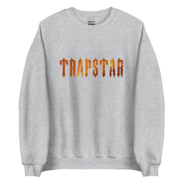 Trapstar Fire Logo Men\'s Sweatshirts Grey USA | 07APDTJZK