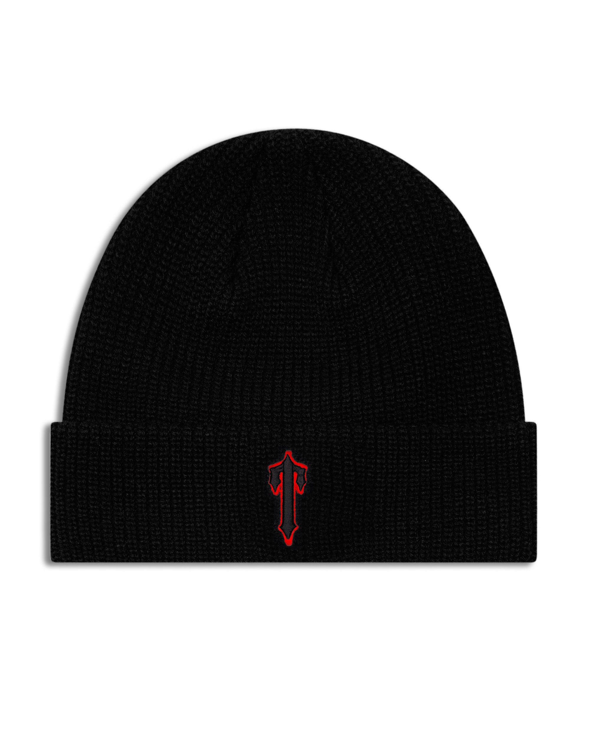 Trapstar Foundation Men\'s Beanie Black / Red USA | 46ICFEQBJ