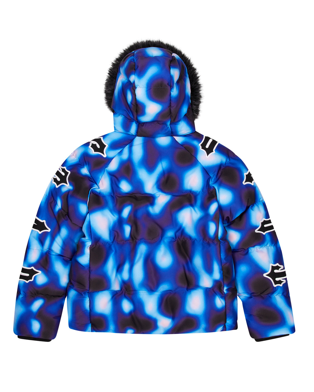 Trapstar Hooded Irongate Sleeve Men's Puffer Jackets Black / Blue USA | 76DMYOLVF