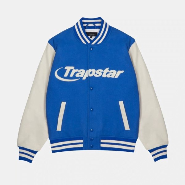 Trapstar Hyperdrive Chenile Varsity Men\'s Jackets Blue / White USA | 72XOVLHPU