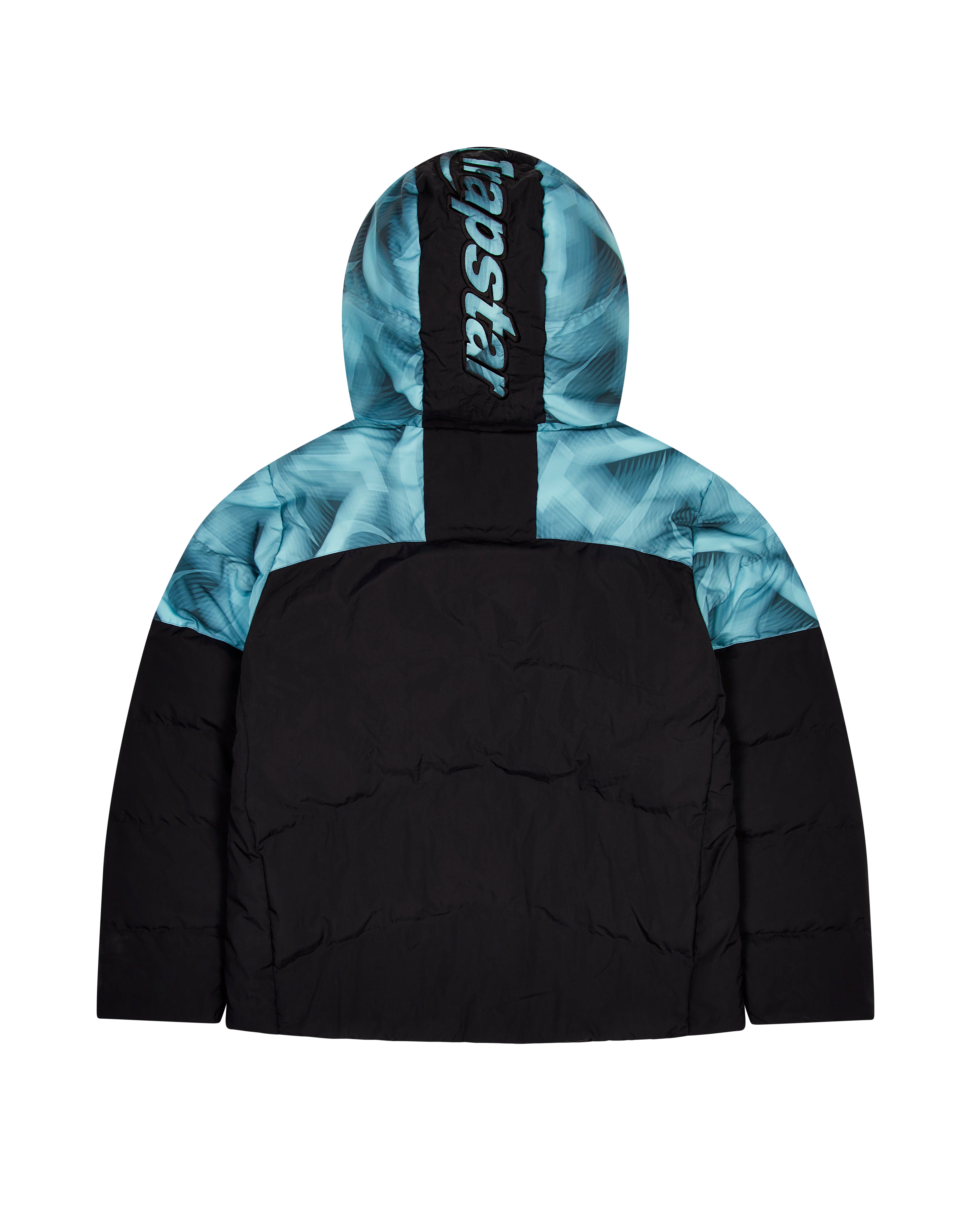 Trapstar Hyperdrive Hooded Men's Puffer Jackets Black / Blue USA | 92JPLMIUB