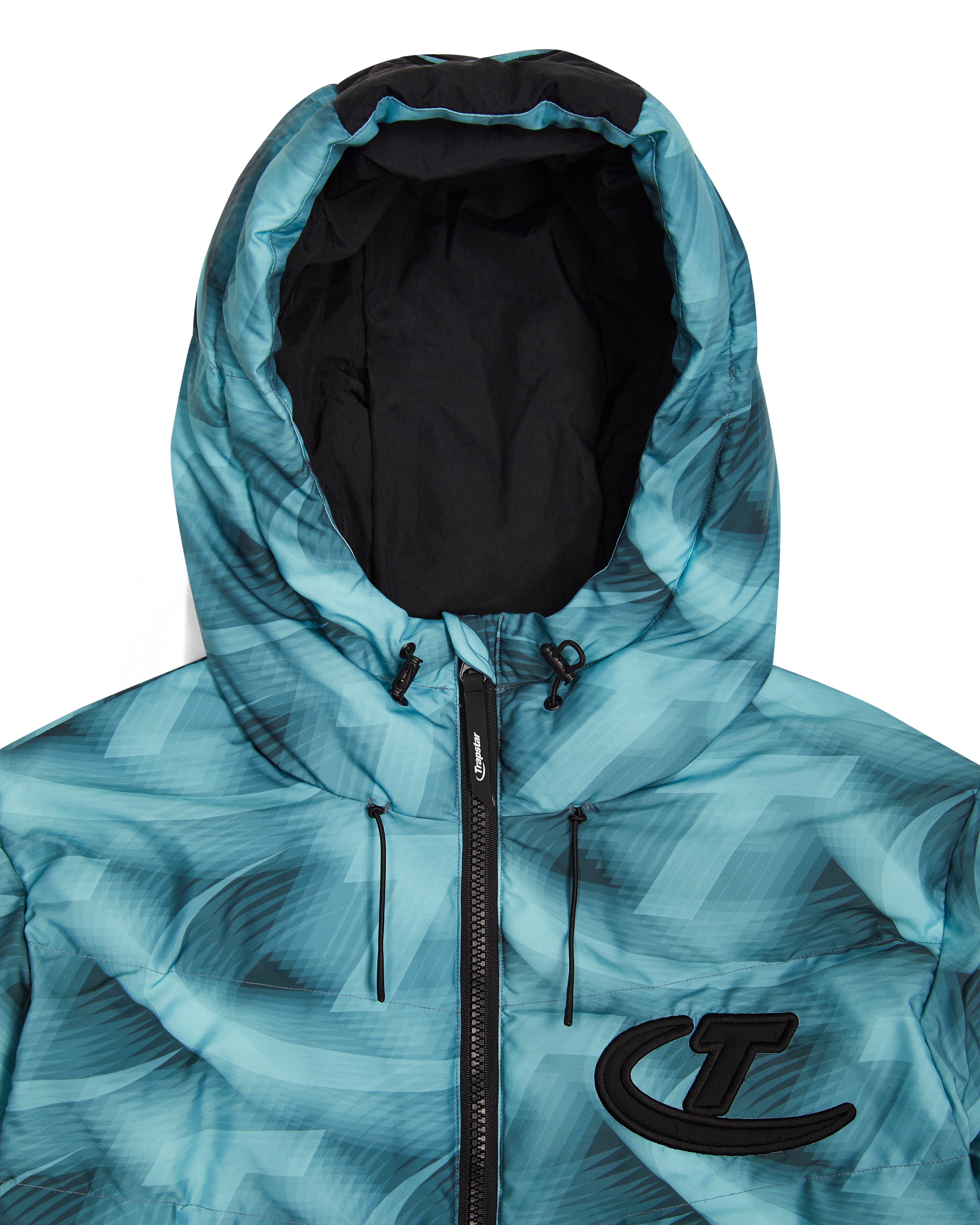 Trapstar Hyperdrive Hooded Men's Puffer Jackets Black / Blue USA | 92JPLMIUB