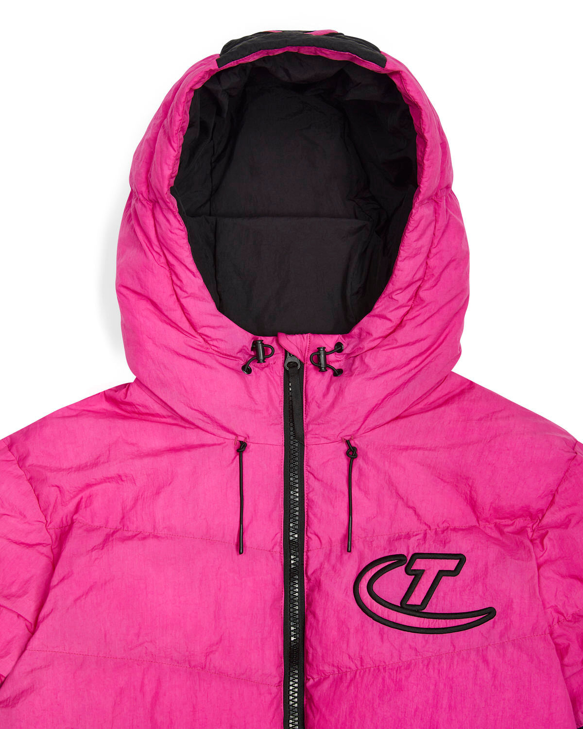 Trapstar Hyperdrive Hooded Men's Puffer Jackets Black / Pink USA | 79MEINWKS