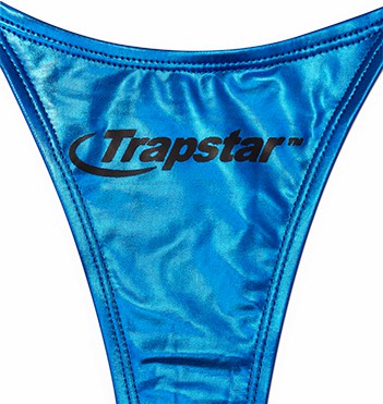 Trapstar Hyperdrive Metallic Tie Side Women's Bikini Bottoms Blue USA | 05VIUKPBS