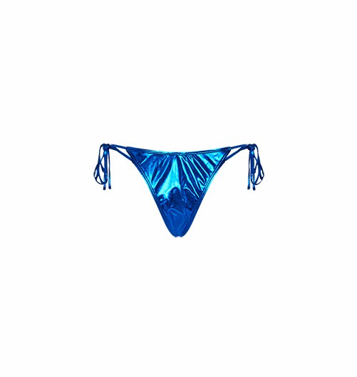 Trapstar Hyperdrive Metallic Tie Side Women's Bikini Bottoms Blue USA | 05VIUKPBS