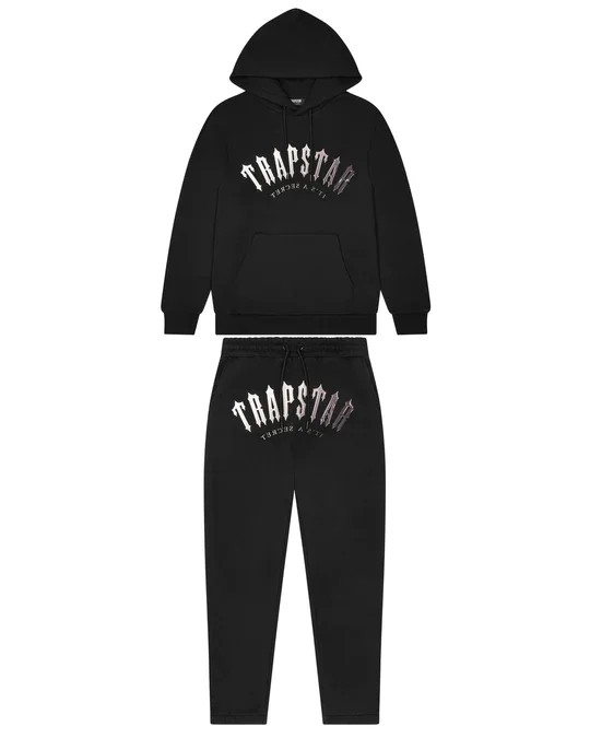 Trapstar Irongate Arch Its A Secret Hooded Gel Men\'s Tracksuits Black / White USA | 89DZRTKIQ