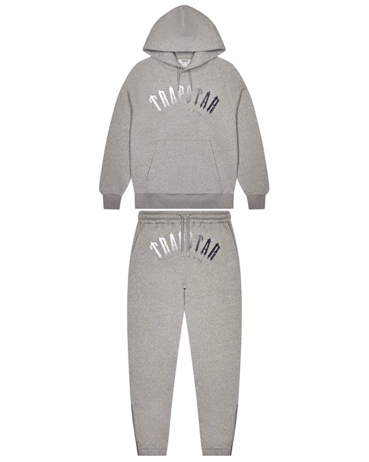 Trapstar Irongate Arch It’s A Secret Hooded Gel Men\'s Tracksuits Grey / White USA | 02AIRNFOY