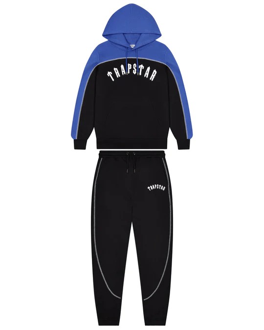 Trapstar Irongate Chenille Arce Hooded Men\'s Tracksuits Black / Blue USA | 78BTRHINV