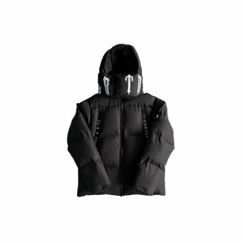 Trapstar Irongate Collar Men\'s Puffer Jackets Black / White USA | 95HNXUSPQ