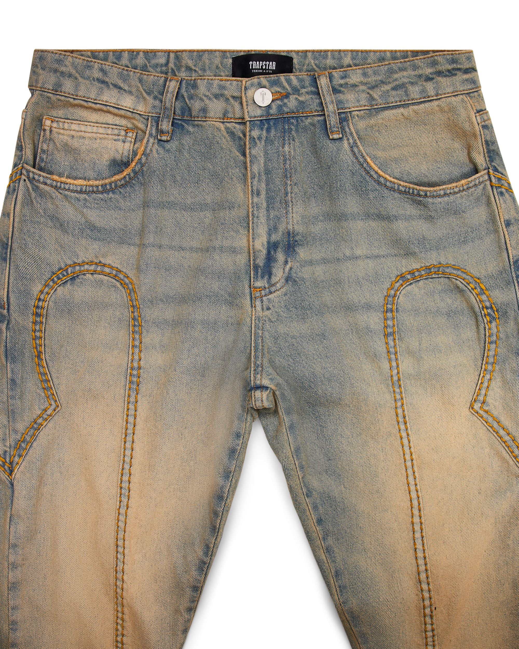 Trapstar Irongate Panel Denim Men's Jeans Blue USA | 80XEWVBHT