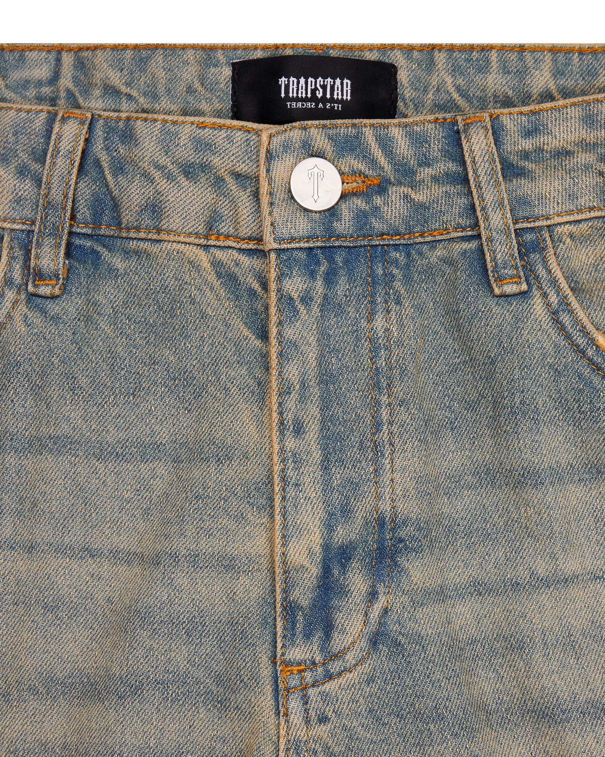 Trapstar Irongate Panel Denim Men's Jeans Blue USA | 80XEWVBHT