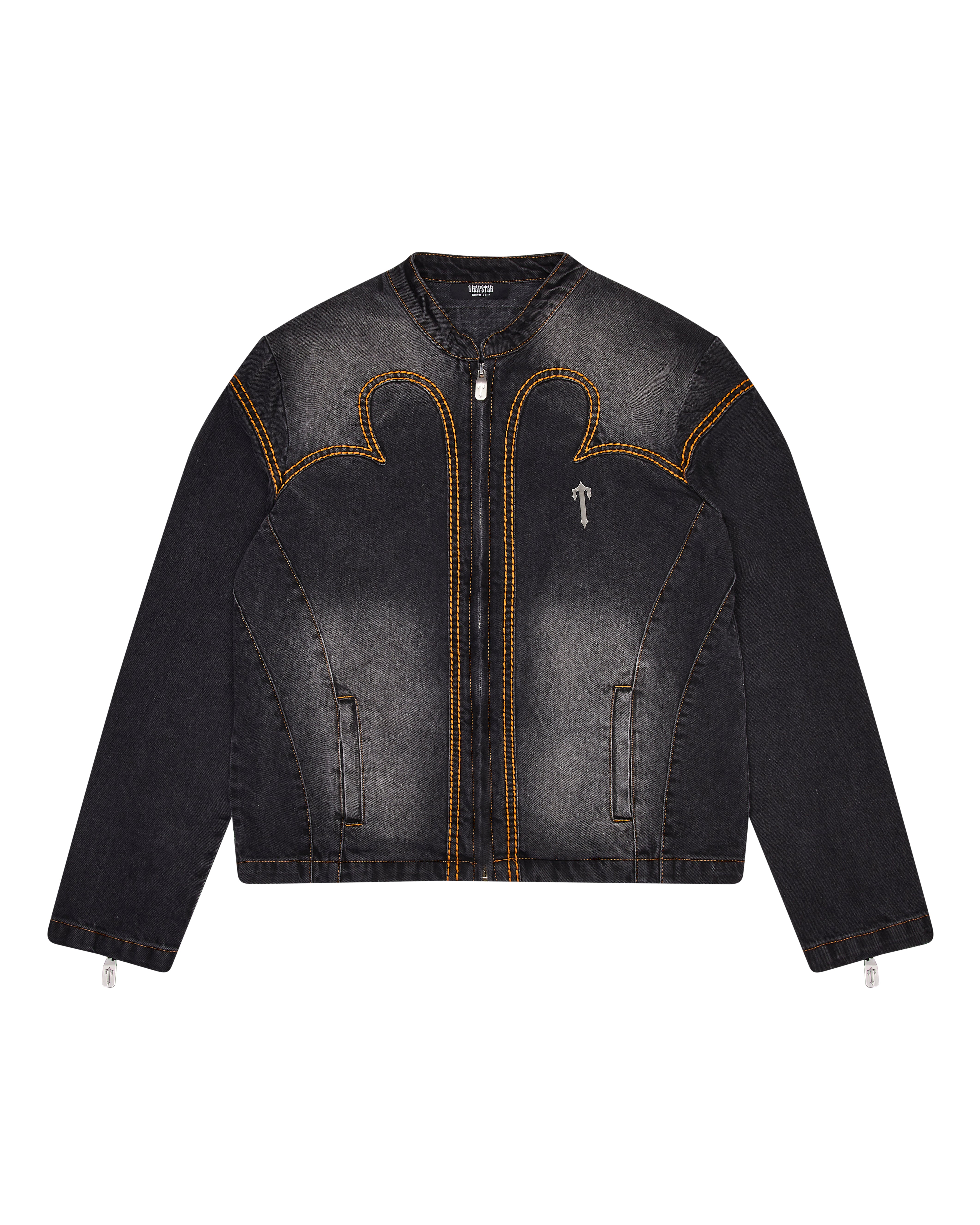 Trapstar Irongate T Panel Denim Men\'s Jackets Black USA | 78IWMHSQD