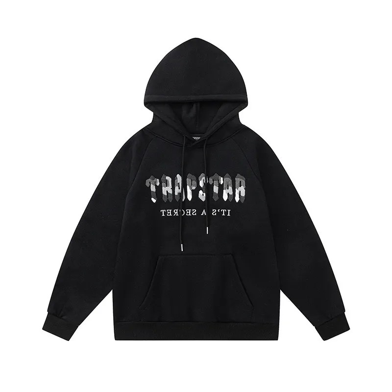 Trapstar It’s A Secret Gray Logo Men\'s Hoodies Black USA | 63VUIXGLM