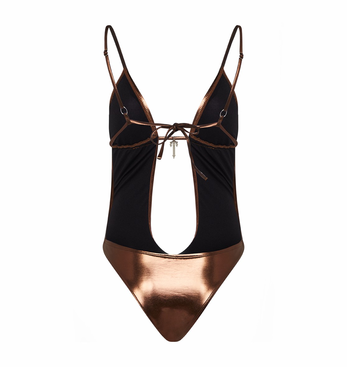 Trapstar Metallic Cutout One Piece Women's Swimsuit Brown USA | 86JVGPQZL