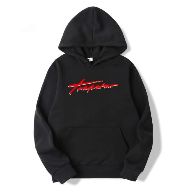 Trapstar Red Logo Men\'s Hoodies Black USA | 35WYCBFZO