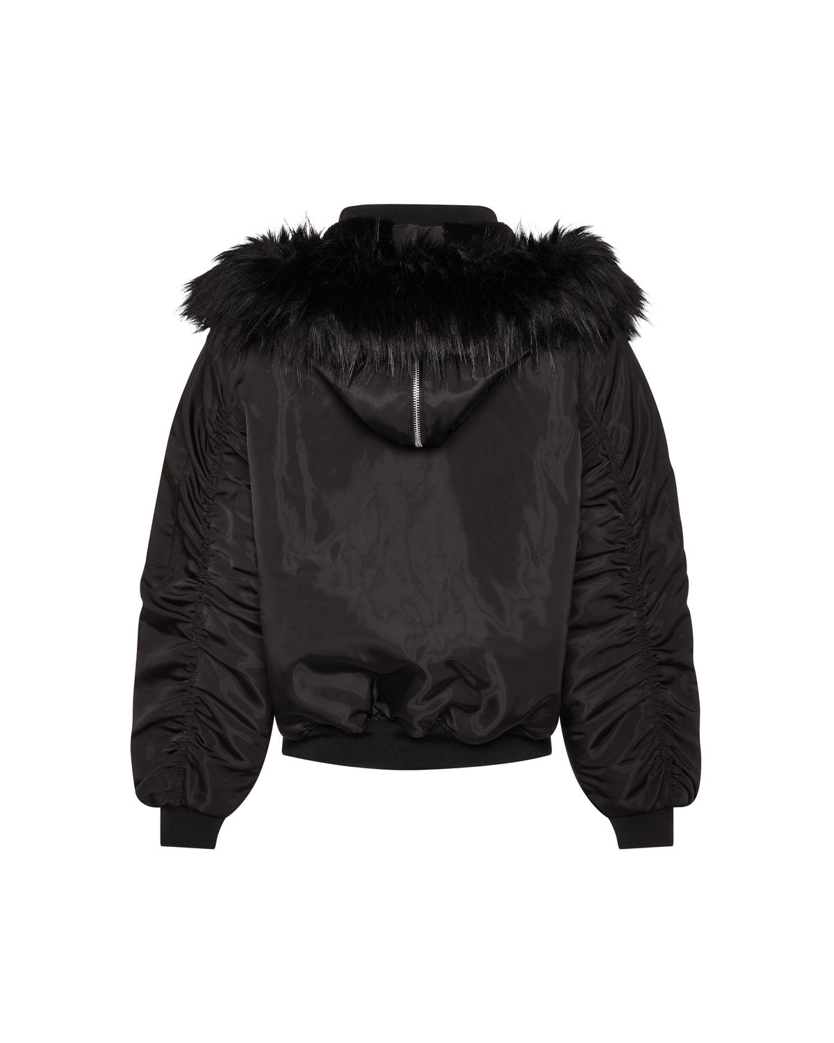 Trapstar Script Fur Hood Bomber Women's Jackets Black USA | 15TMPUEJV