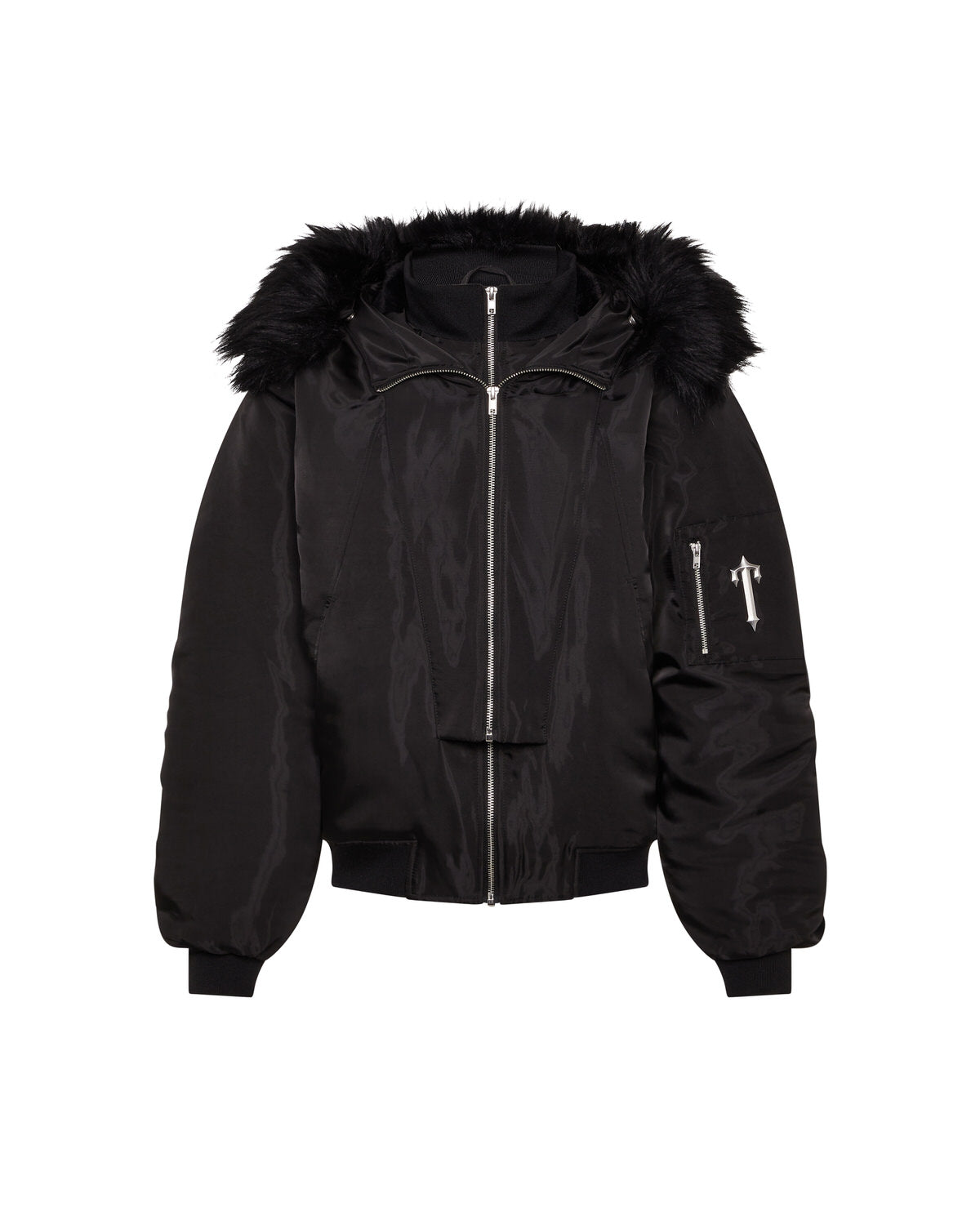 Trapstar Script Fur Hood Bomber Women\'s Jackets Black USA | 15TMPUEJV