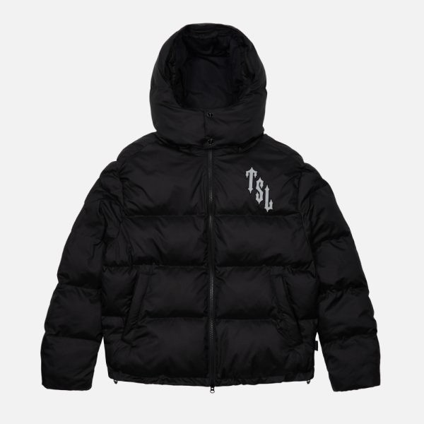 Trapstar Shooters Hooded Men\'s Puffer Jackets Black USA | 74GUWRJHY