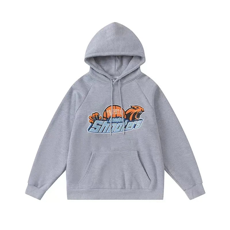 Trapstar Shooters Orange Logo Men\'s Hoodies Grey USA | 42DHJFITU