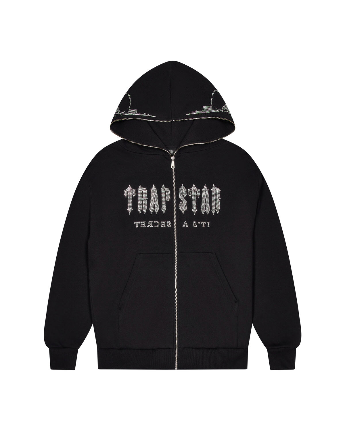 Trapstar Skull Decoded Diamante Men\'s Hoodies Black USA | 27AUWBSVE