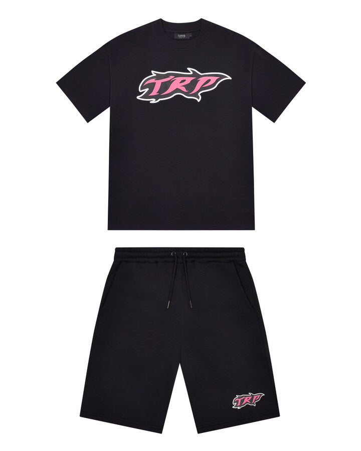 Trapstar TRP Flame Men's Shorts Black / Pink USA | 90RQWSNGY