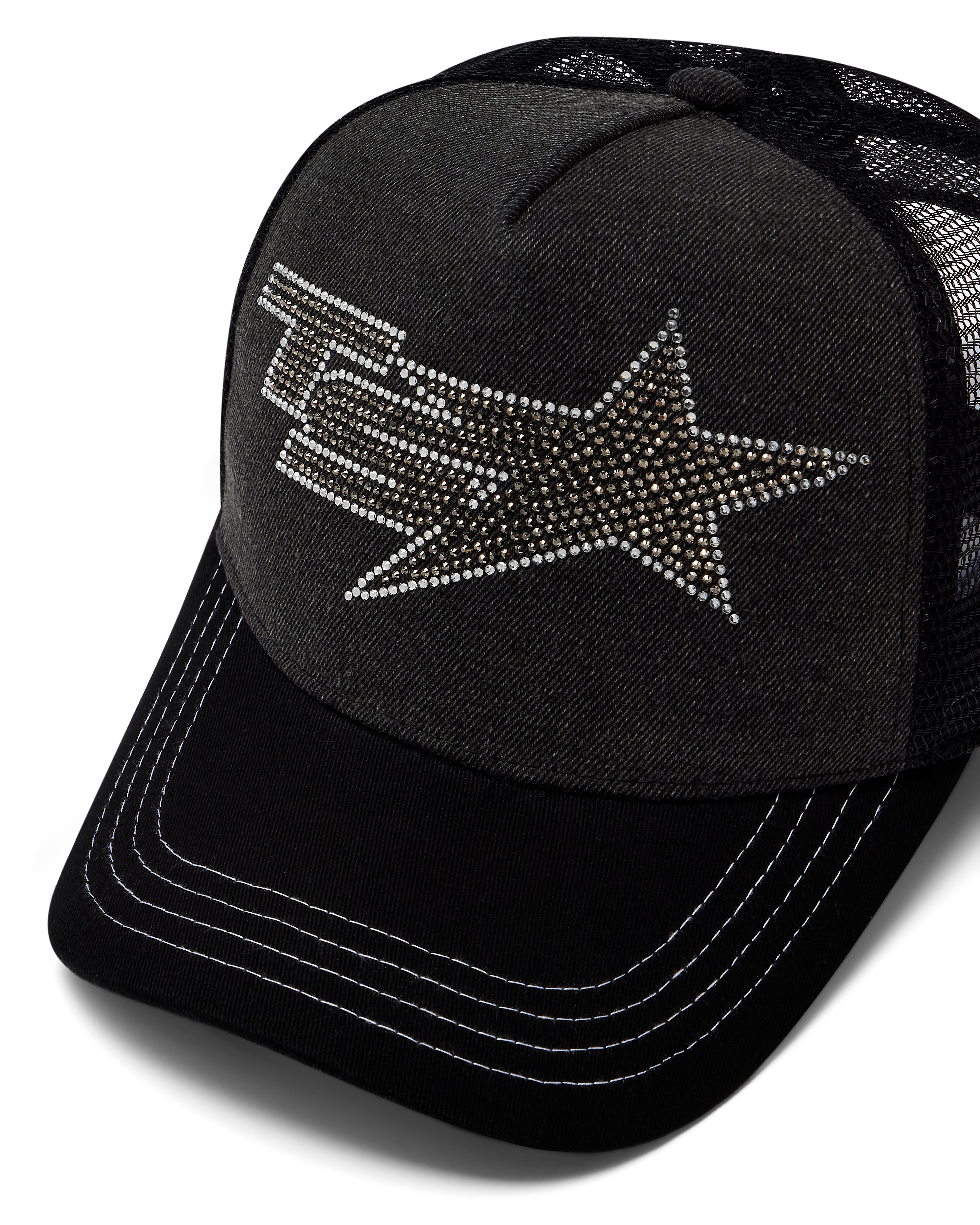 Trapstar TS Star Diamante Trucker Women's Hats Black USA | 03JRIVMZL