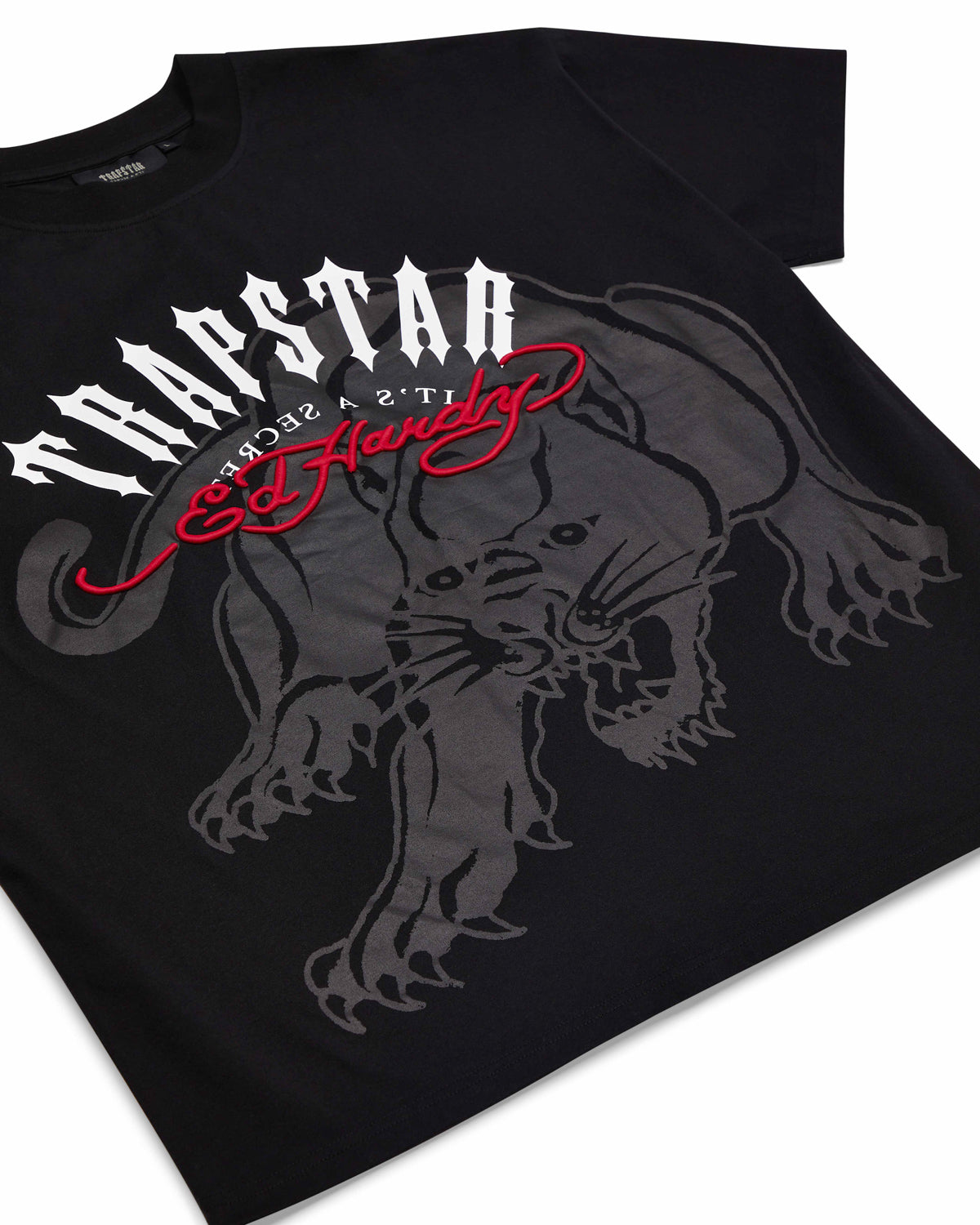 Trapstar X Ed Hardy Arch Men's T-Shirts Black USA | 42LSQYCEW