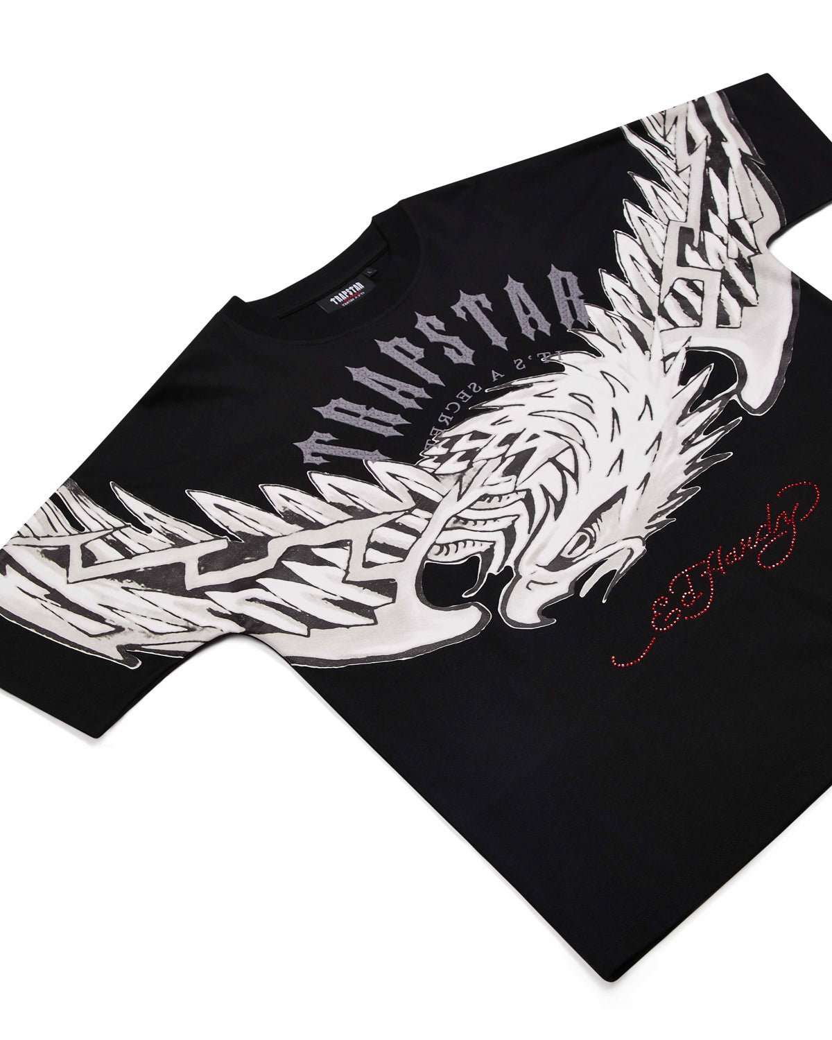 Trapstar x Ed Hardy Arched Eagle Men's T-Shirts Black USA | 59VJZPDQU