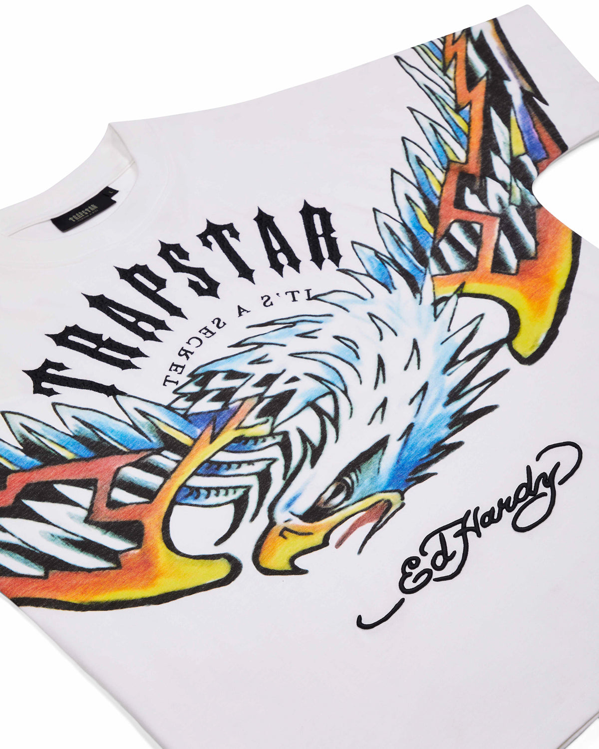 Trapstar x Ed Hardy Arched Eagle Men's T-Shirts White USA | 26DLJOPCR