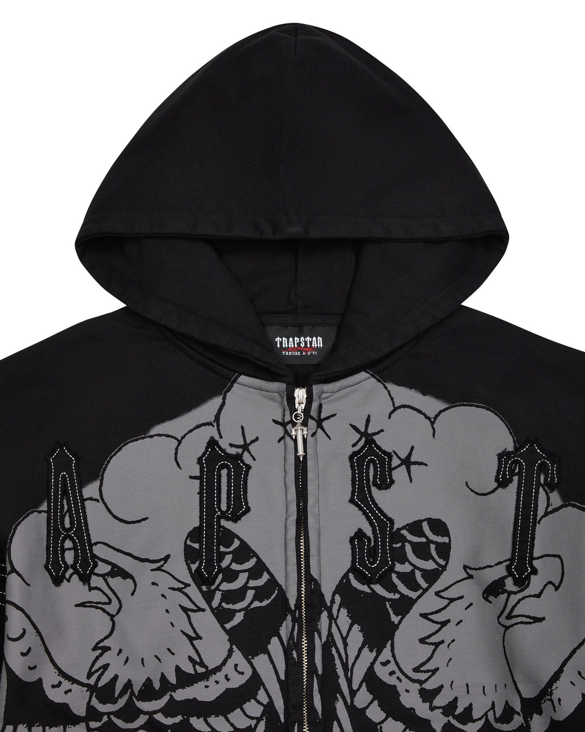 Trapstar x Ed Hardy Irongate Zip Through Men's Hoodies Black USA | 29OFSVKNT