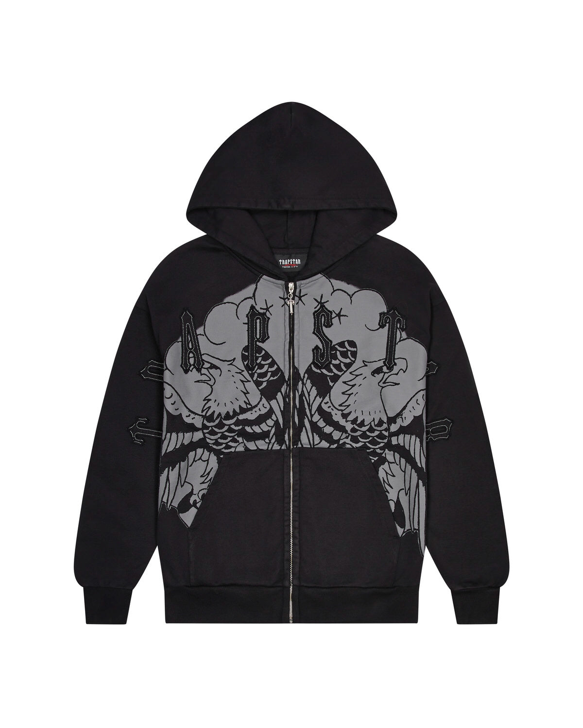 Trapstar x Ed Hardy Irongate Zip Through Men\'s Hoodies Black USA | 29OFSVKNT