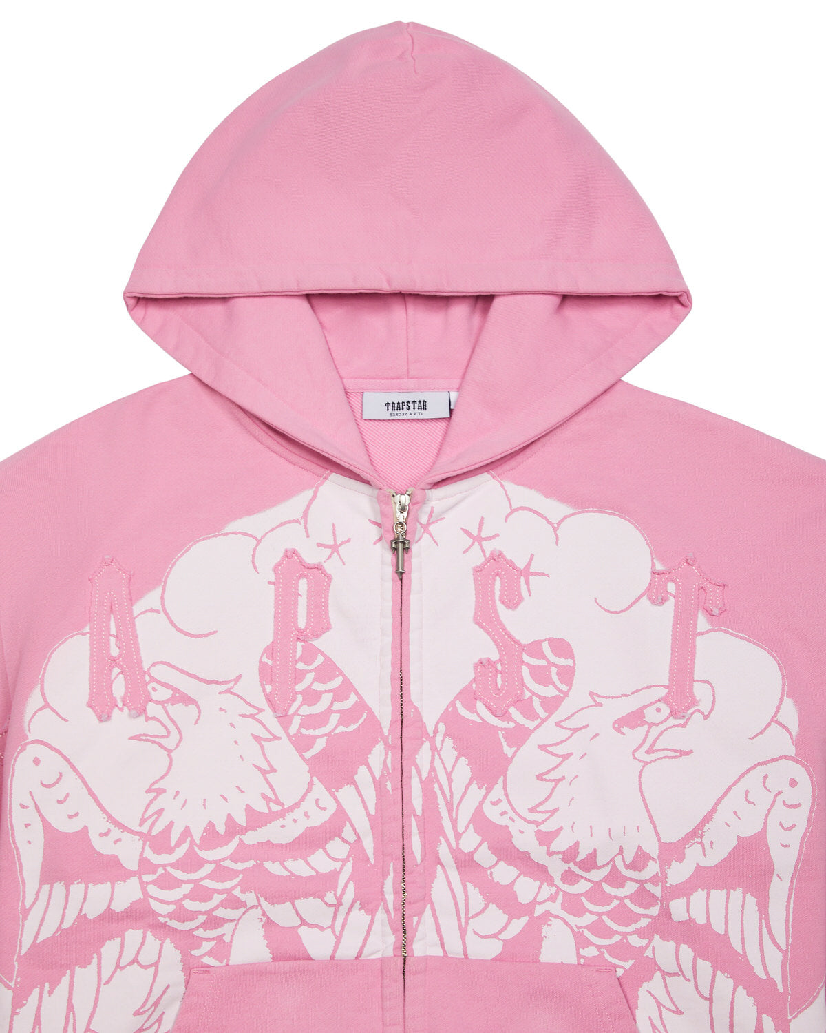 Trapstar x Ed Hardy Irongate Zip Through Men's Hoodies Pink USA | 59QBUVYKW