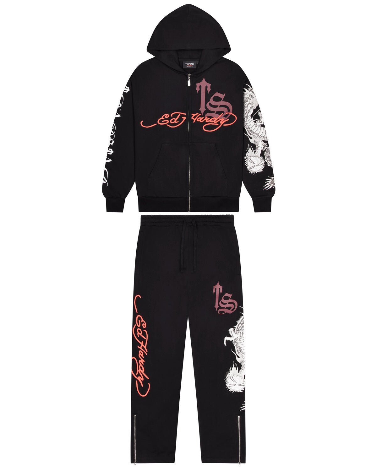 Trapstar x Ed Hardy Script Men's Sweatpants Black / Red USA | 82WZROJHV