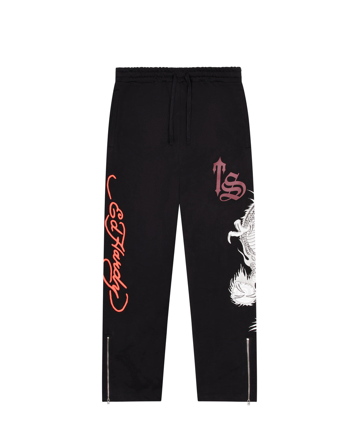 Trapstar x Ed Hardy Script Men\'s Sweatpants Black / Red USA | 82WZROJHV