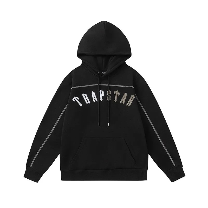 Trapstar White-Gray Logo Men\'s Hoodies Black USA | 78IUJKGMX